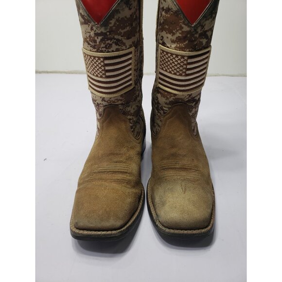Ariat 10019959 Men\'s Wide Brown Suede Camo American Flag Western Boots Size 11EE main image 4